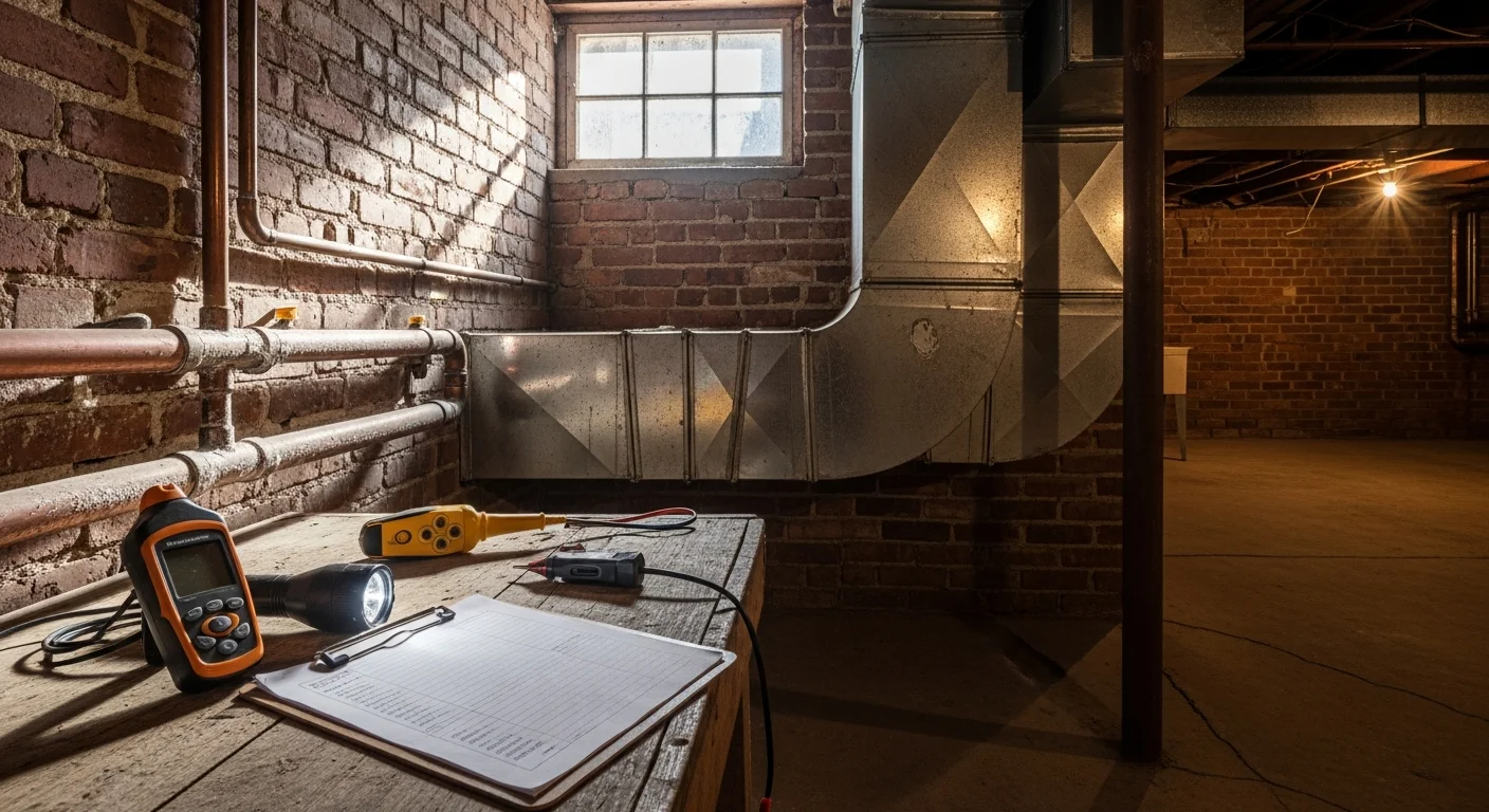 Home inspector examining residential property systems