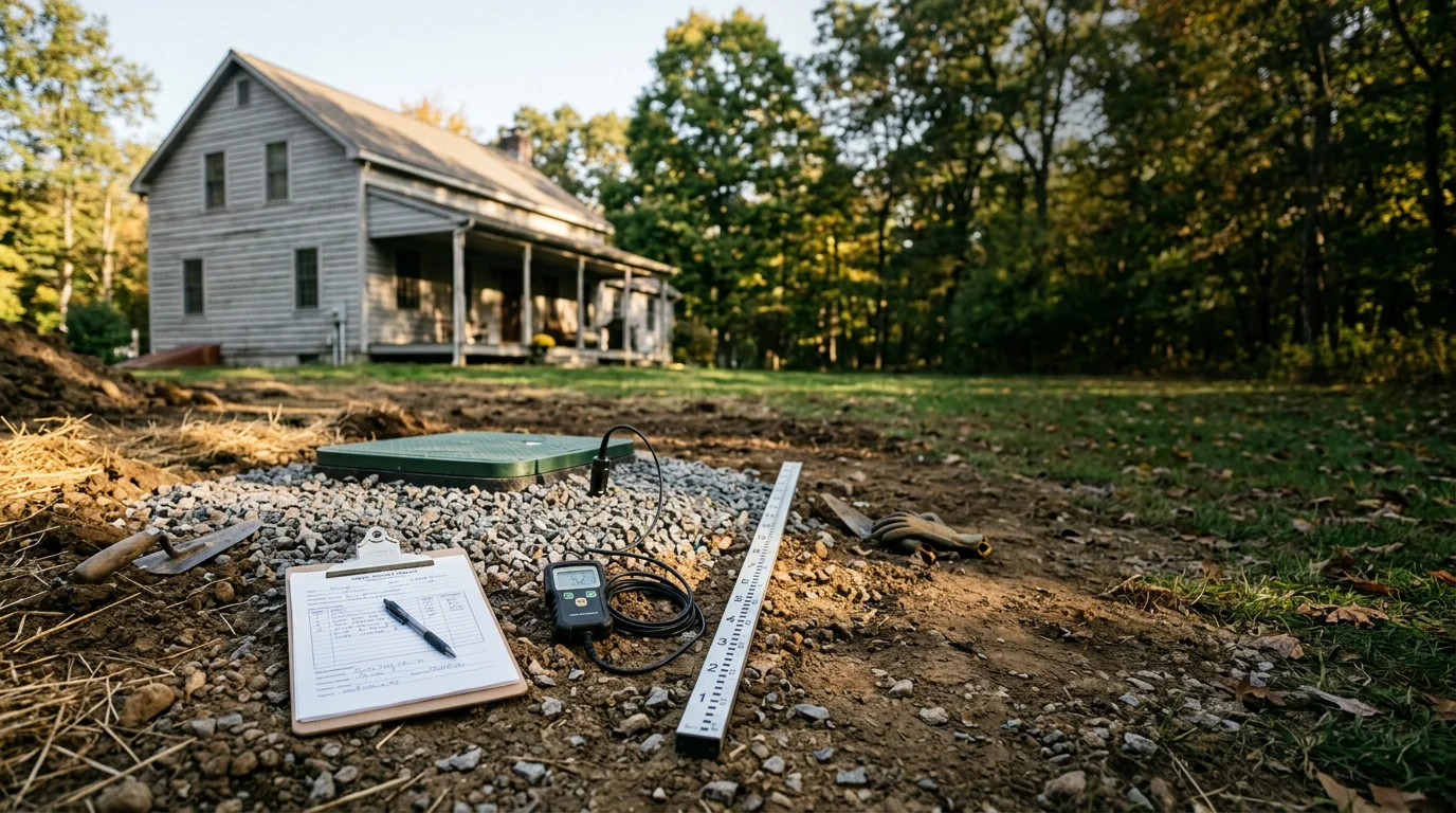 Professional septic tank service truck at residential property in Lake Katrine, NY