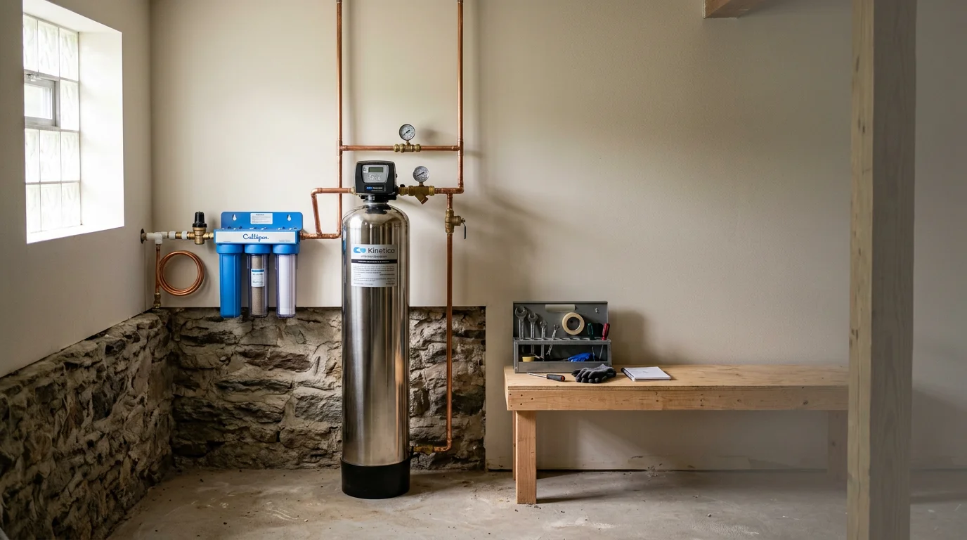 Water treatment system installation in a Lake Katrine home basement