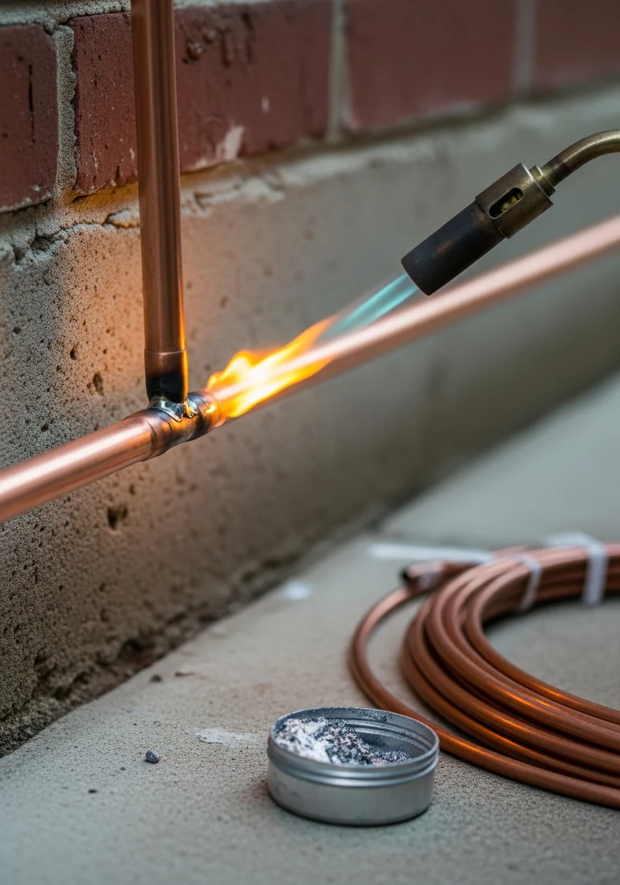 Close-up of professional repair work being performed on an Orange County home's exterior or structural element.