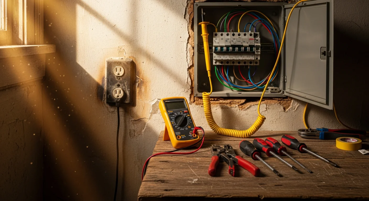 A licensed Ez HPS electrician diagnosing and repairing an electrical issue at a residential property in Hudson Valley, NY.